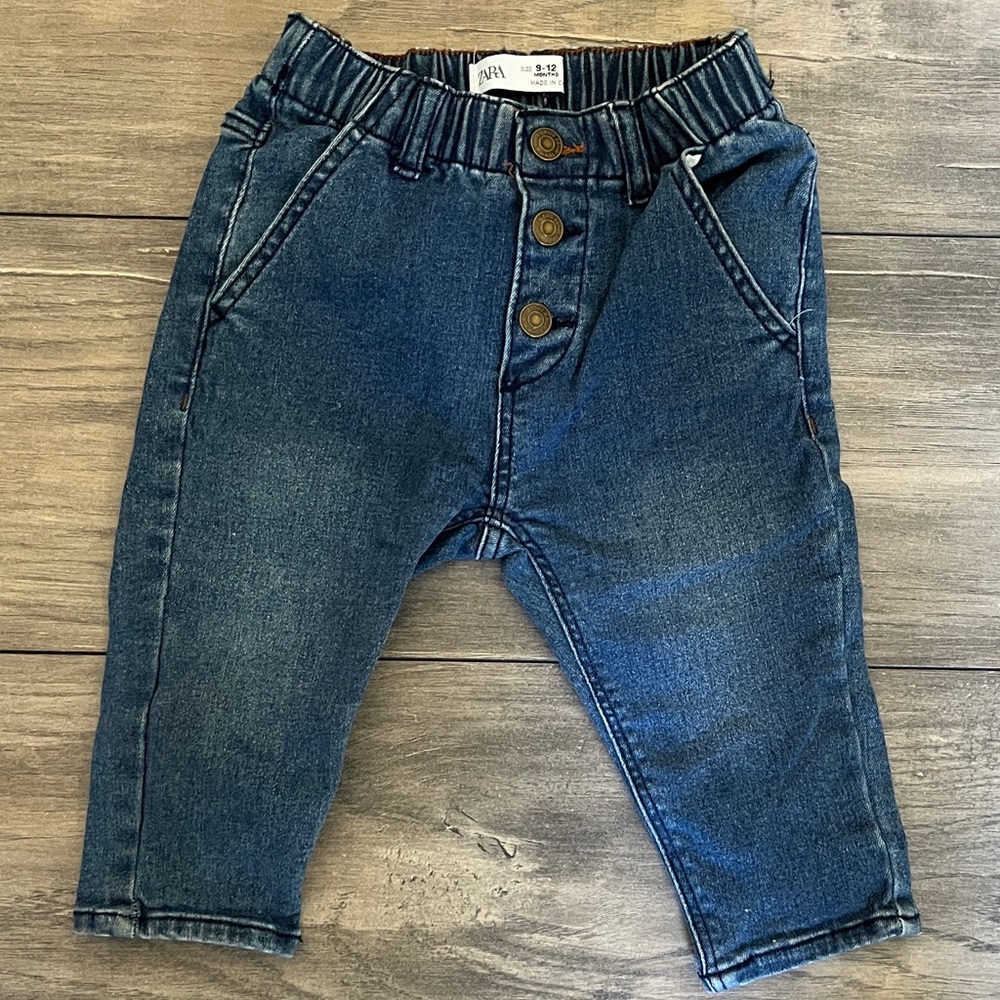 Zara Kids Blue Denim Jeans with Button Detail